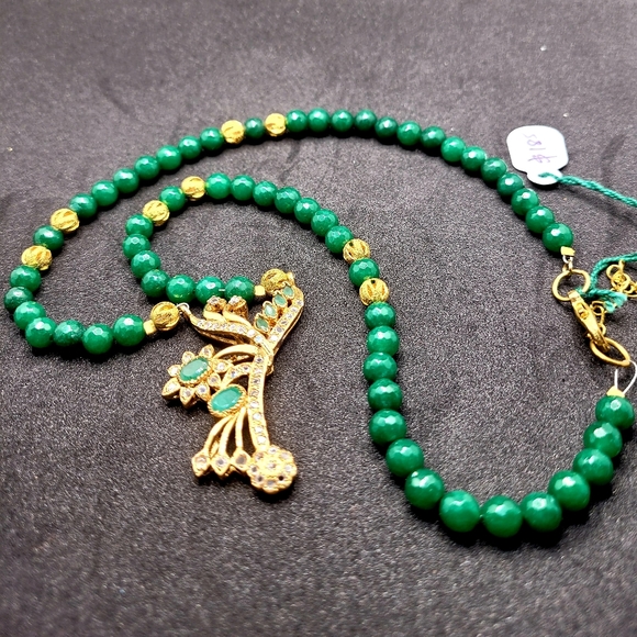 NATURAL STRAND GREEN EMERALD ROUND BEADS NECKLAC - Picture 9 of 9